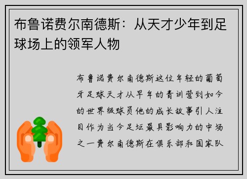 布鲁诺费尔南德斯：从天才少年到足球场上的领军人物